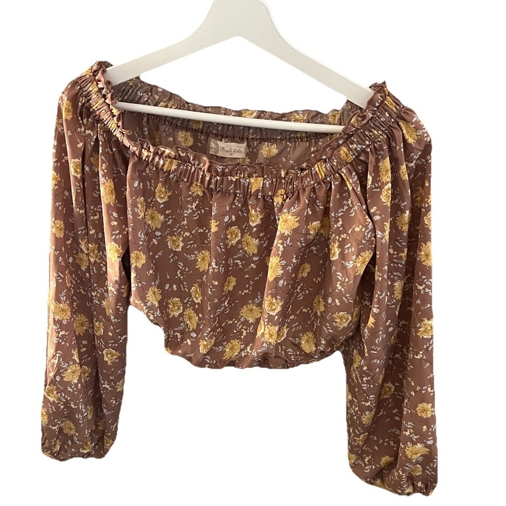 Altar'd State Floral Off The Shoulder Long Sleeve Blouse Top Size M Boho